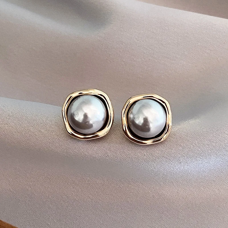 Vintage elegante schwarze Perlen Ohrringe