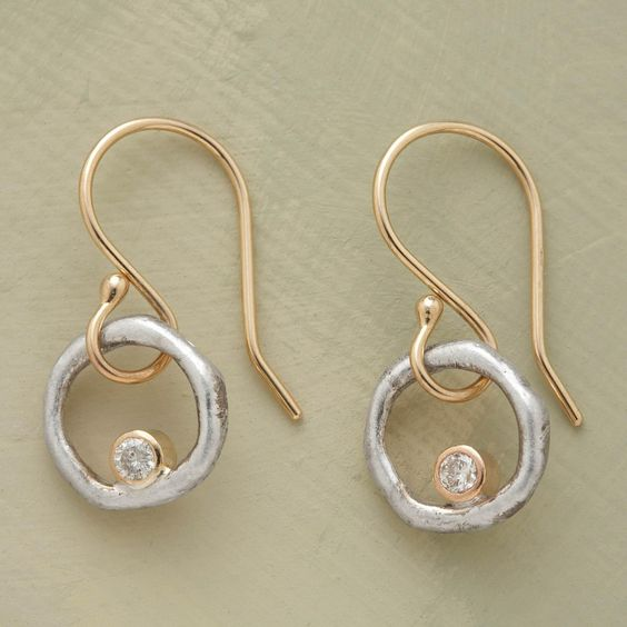 Vintage Goldene & Silberne Zirkonia Ohrringe