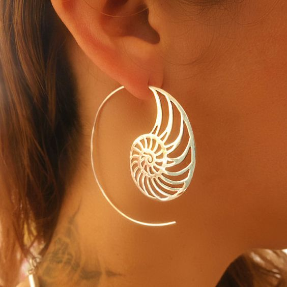 Vintage Spiral Muschel Ohrringe